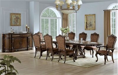 Amerykańska jadalnia D2161 zestaw stół + krzesła oparcie tapicerowane